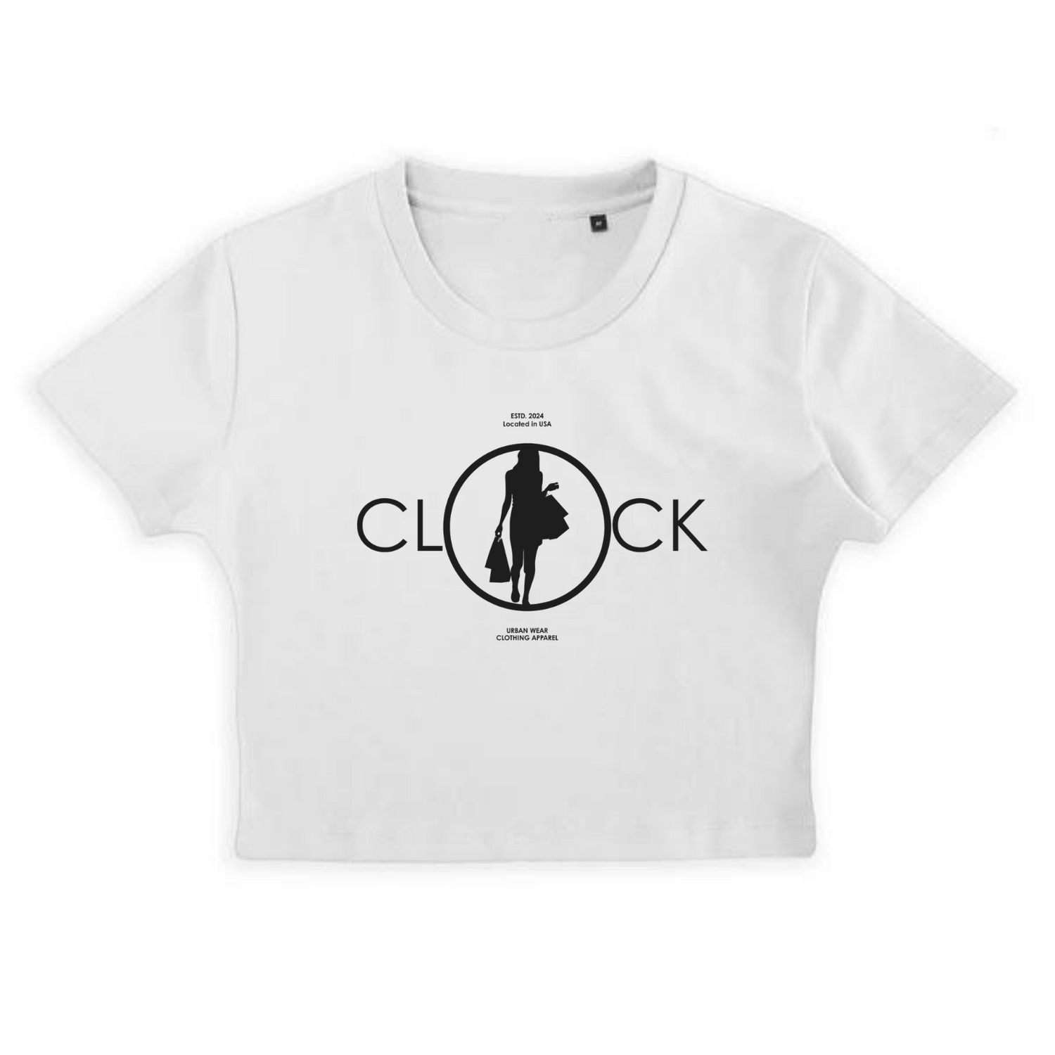 NEW! Women's Urban Wear [Clock It] Crop Top T Shirt