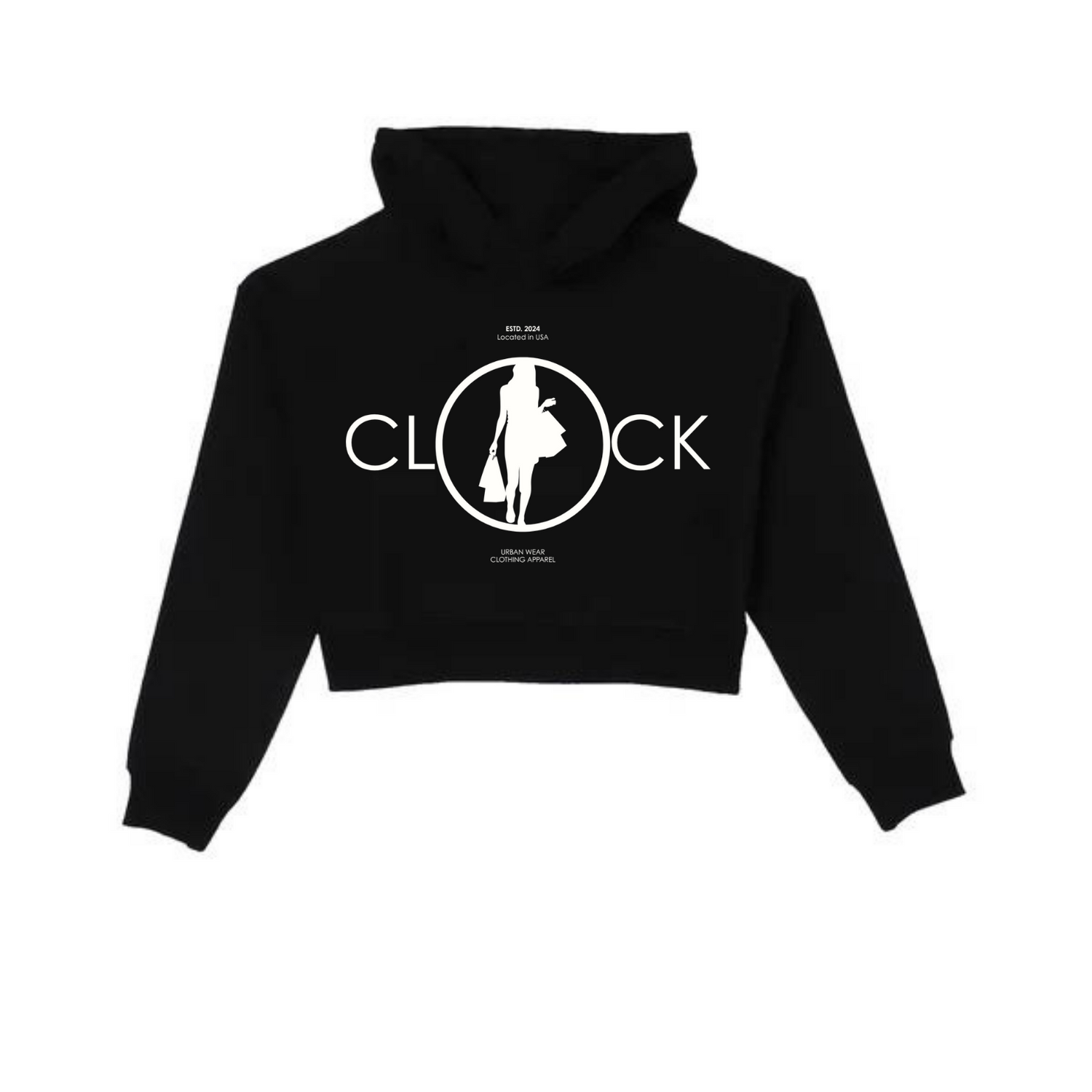 NEW! Women's Urban Wear [Clock It] Crop Top Hoodie