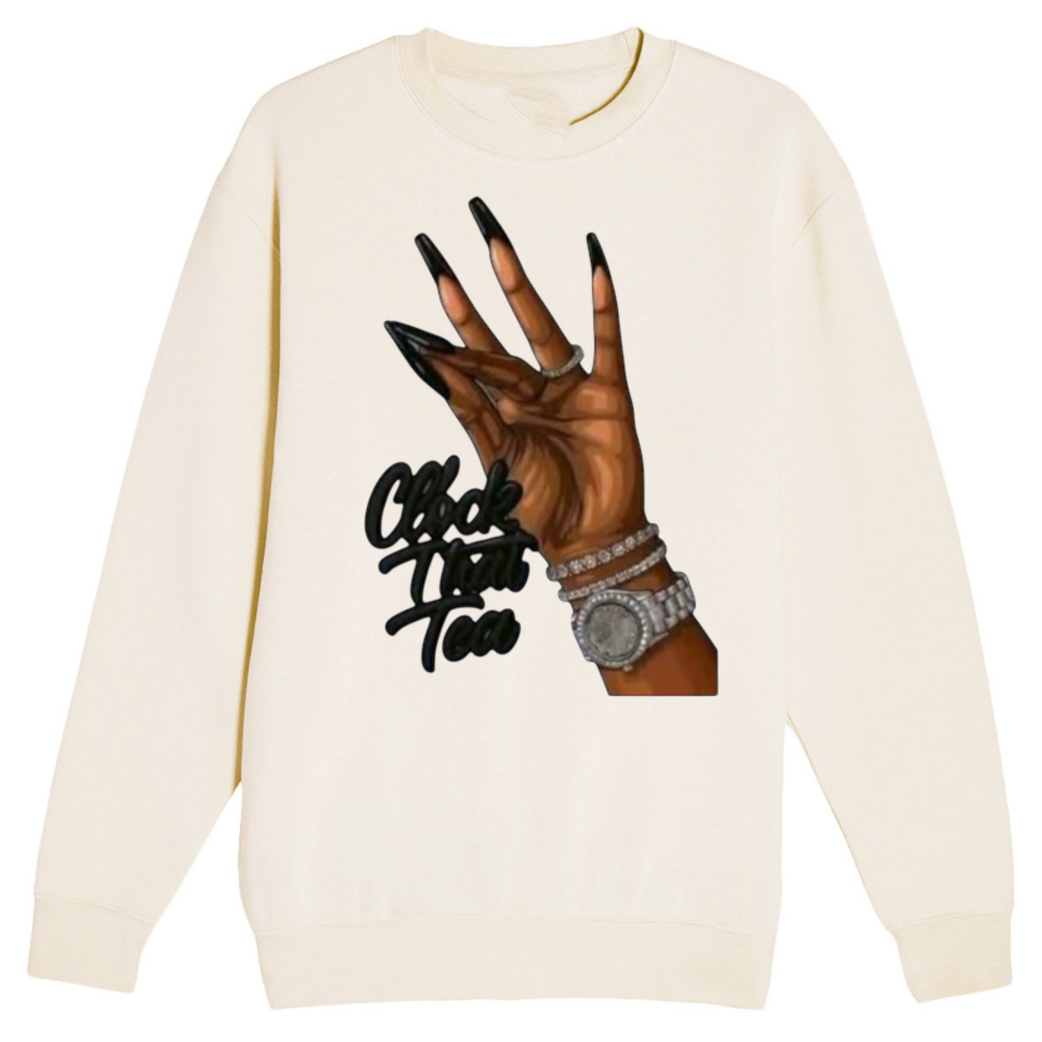 NEW! Women's Urban Wear [Clock That Tea] Crew Neck Sweater