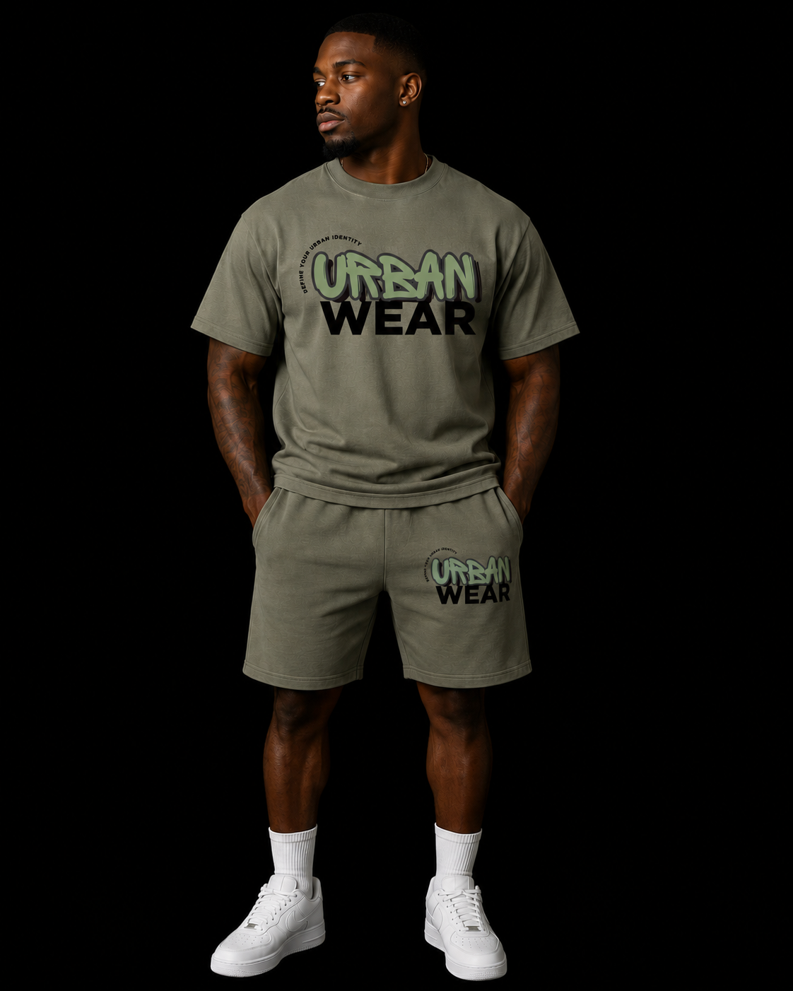 NEW! Urban Wear Clothing Unisex Mockneck Short Set