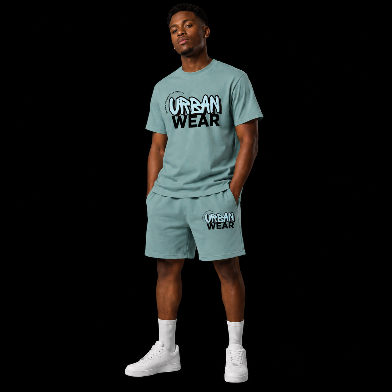 NEW! Urban Wear Clothing Unisex Mockneck Short Set