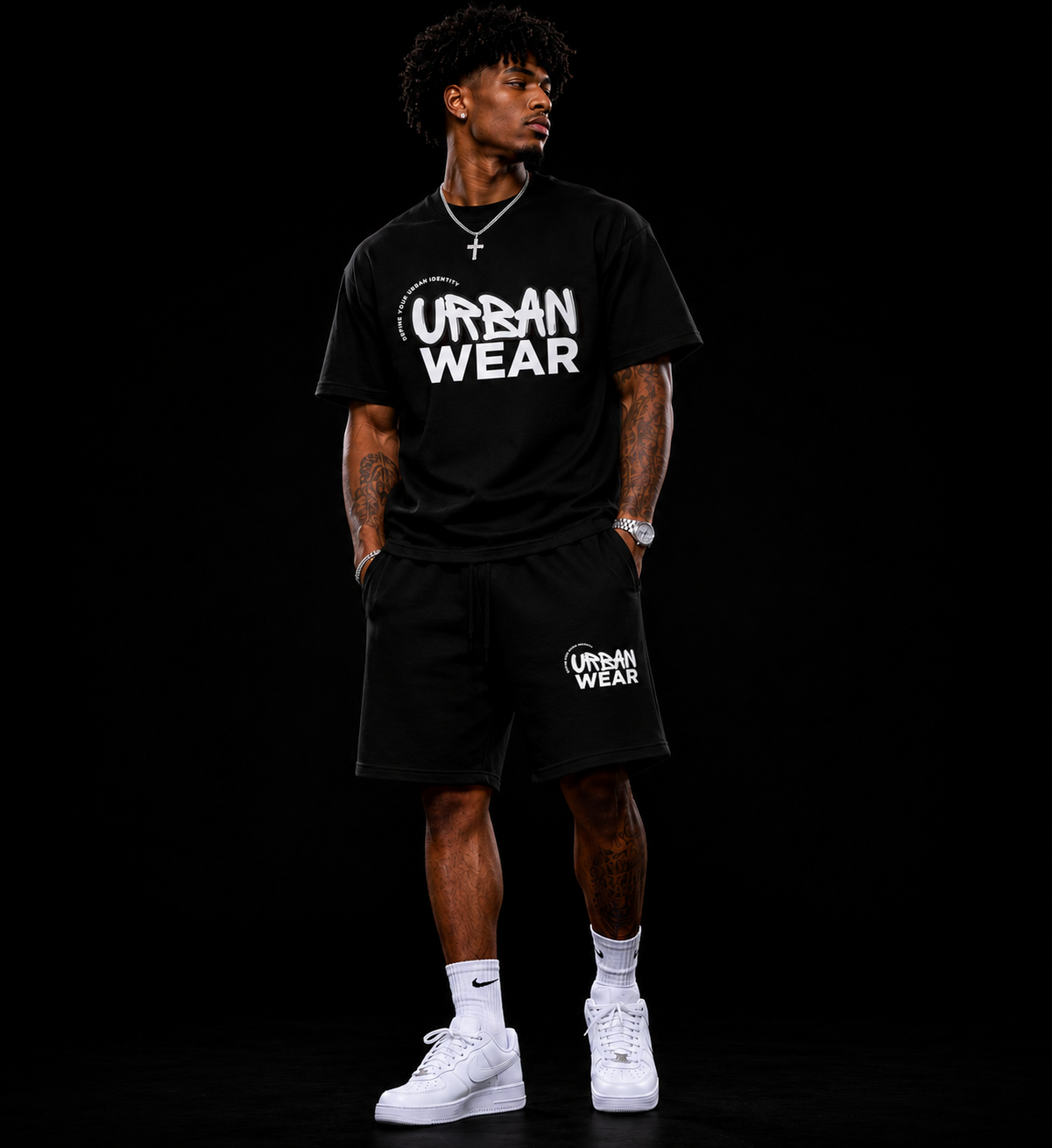 NEW! Urban Wear Clothing Unisex Mockneck Short Set