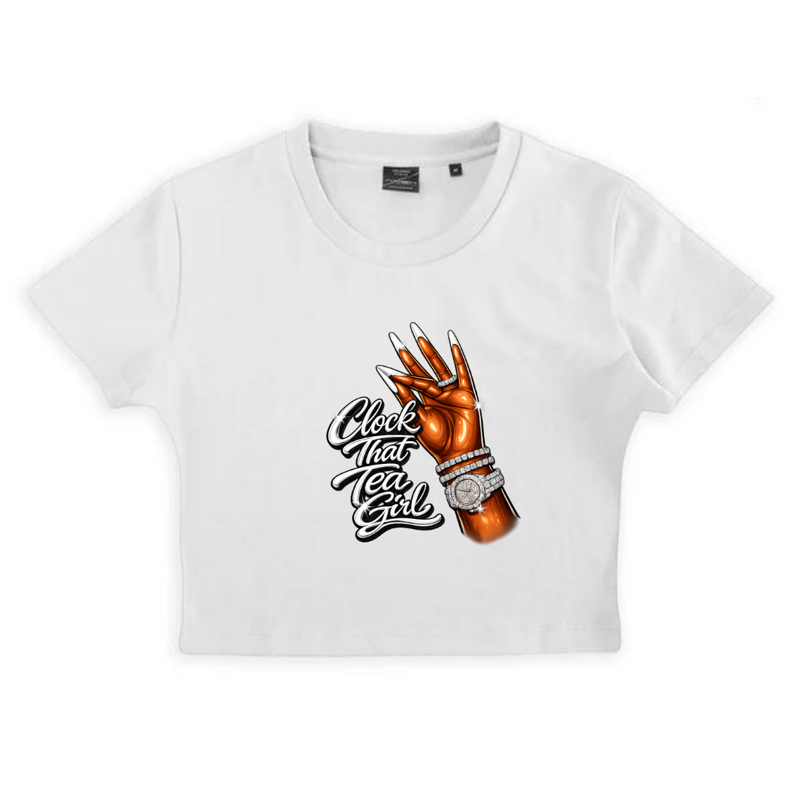 NEW! Women's Urban Wear [Clock That Tea] Crop Top T Shirt
