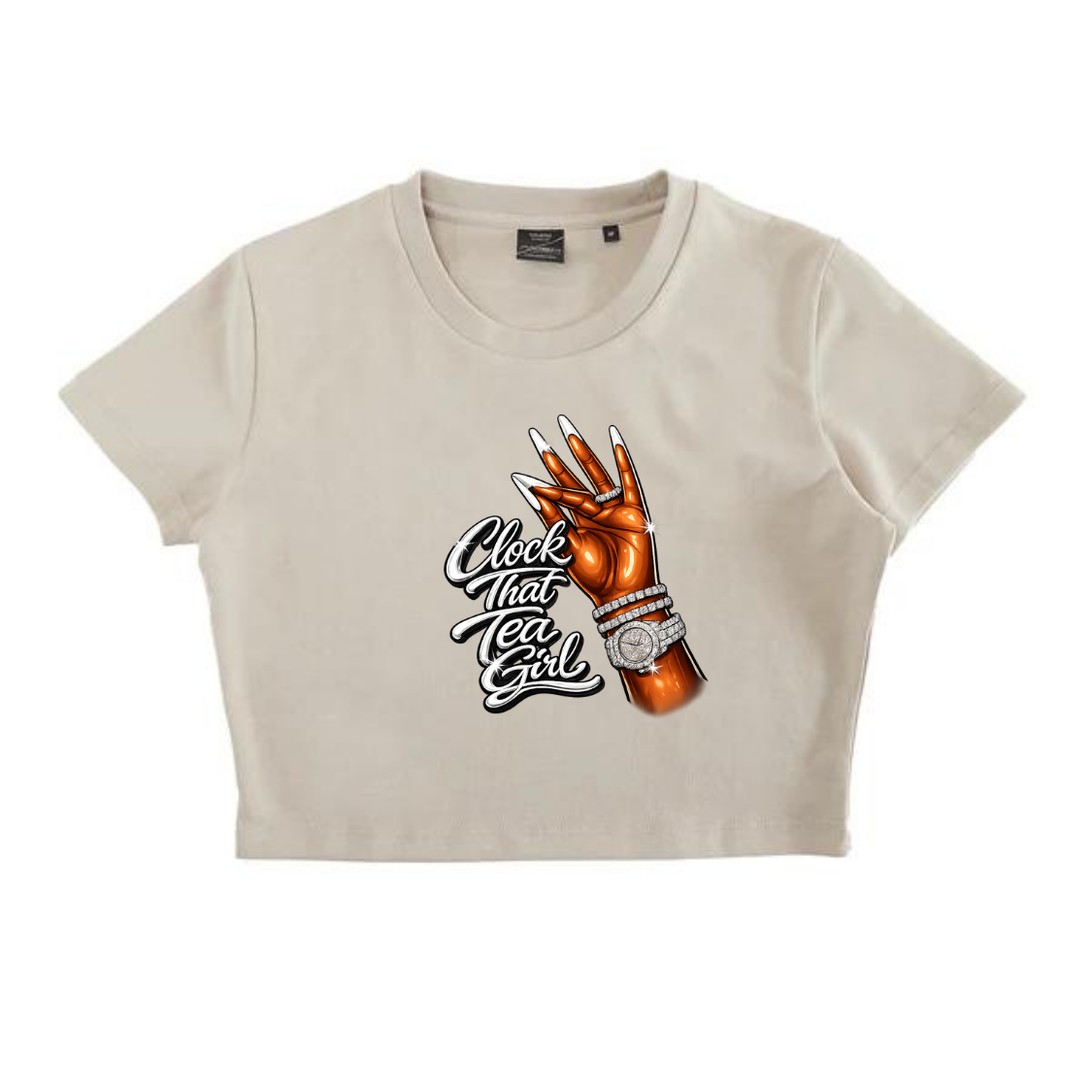 NEW! Women's Urban Wear [Clock That Tea] Crop Top T Shirt