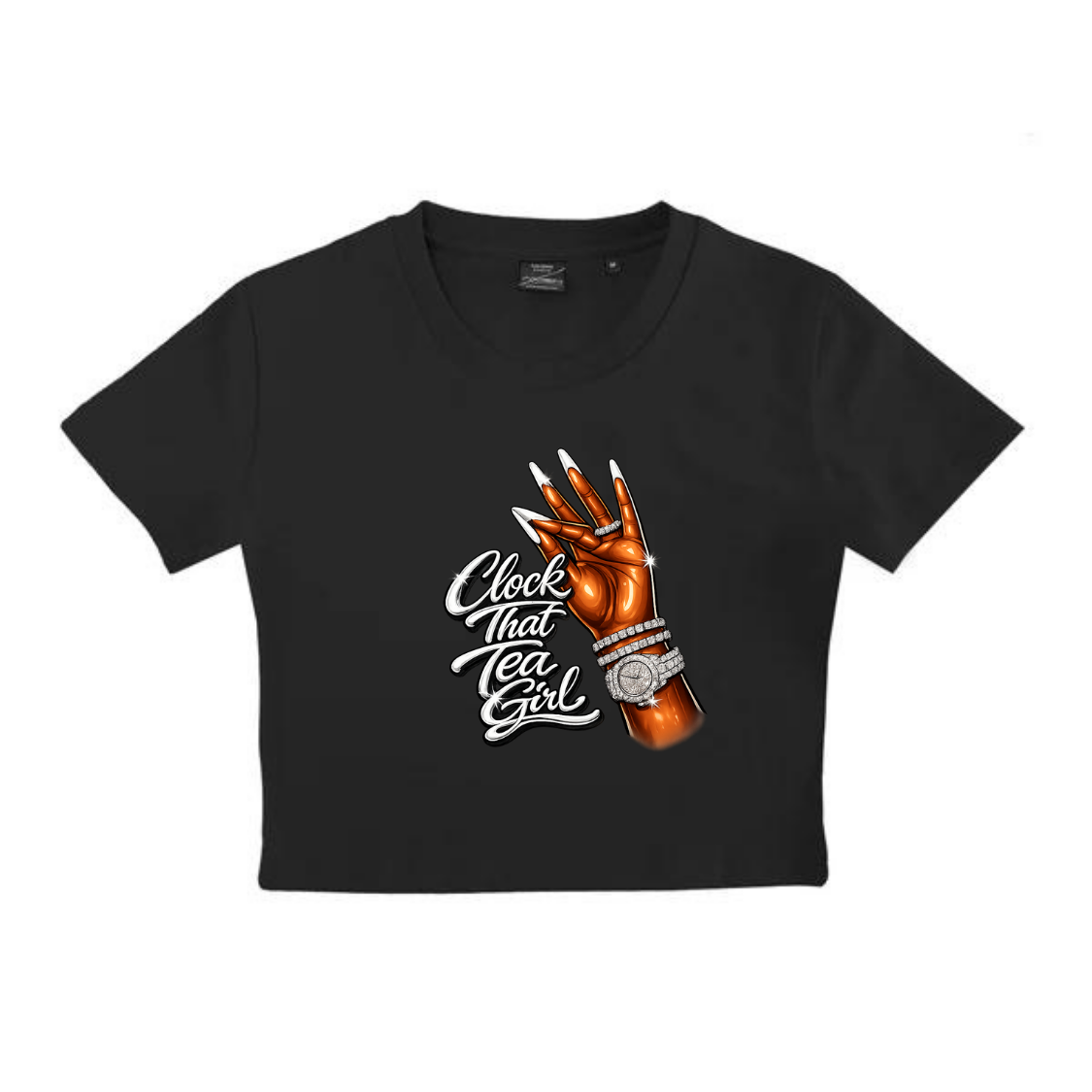NEW! Women's Urban Wear [Clock That Tea] Crop Top T Shirt