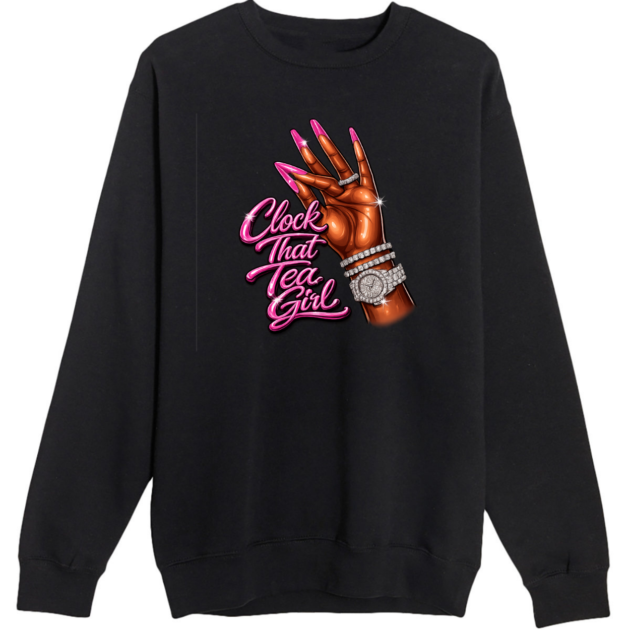 NEW! Women's Urban Wear [Clock That Tea] Crew Neck Sweater