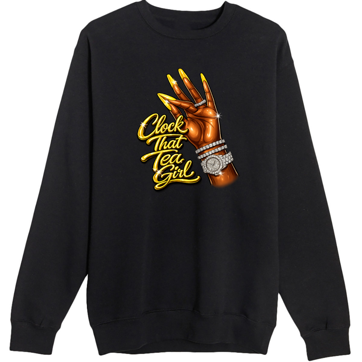 NEW! Women's Urban Wear [Clock That Tea] Crew Neck Sweater