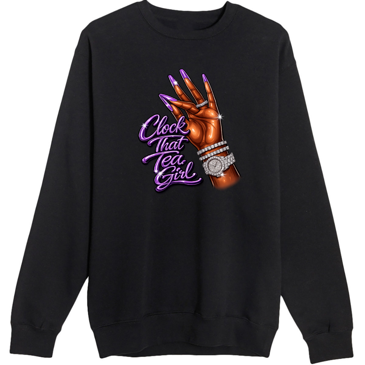NEW! Women's Urban Wear [Clock That Tea] Crew Neck Sweater
