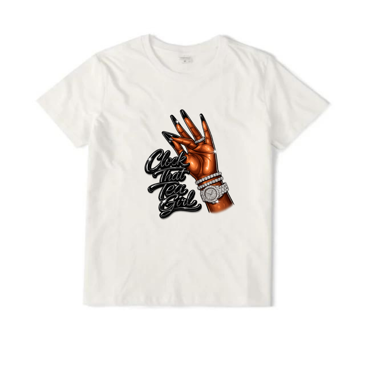 NEW! Women's Urban Wear [Clock That Tea] Mid Weight T Shirt