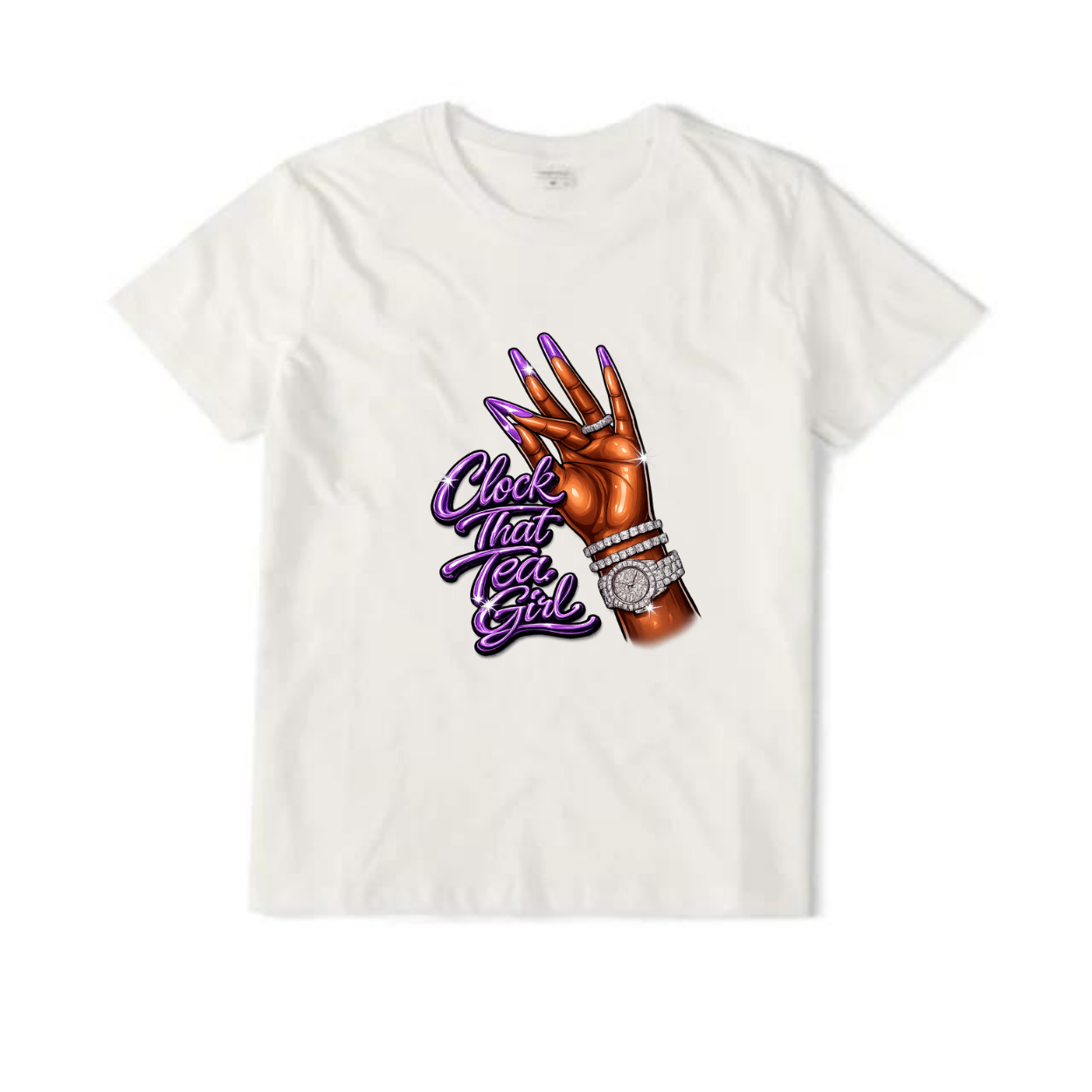 NEW! Women's Urban Wear [Clock That Tea] Mid Weight T Shirt