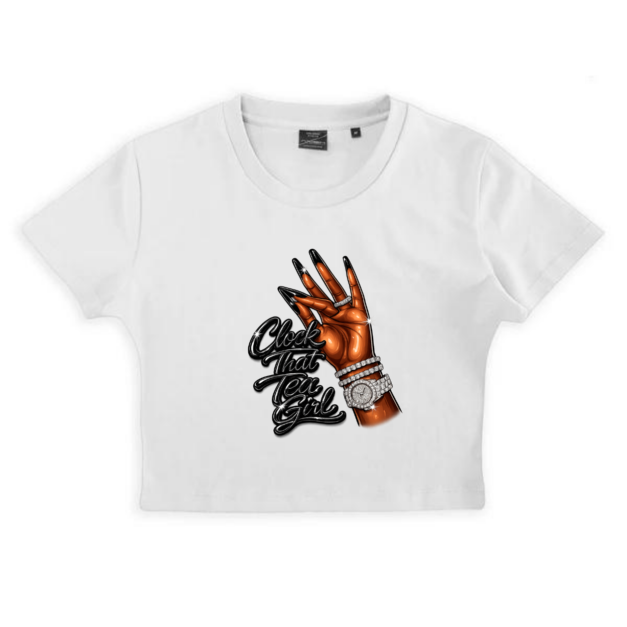 NEW! Women's Urban Wear [Clock That Tea] Crop Top T Shirt