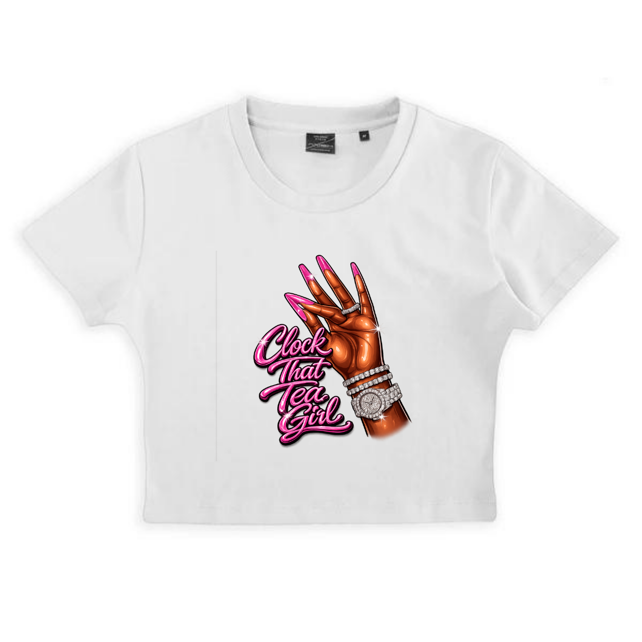 NEW! Women's Urban Wear [Clock That Tea] Crop Top T Shirt