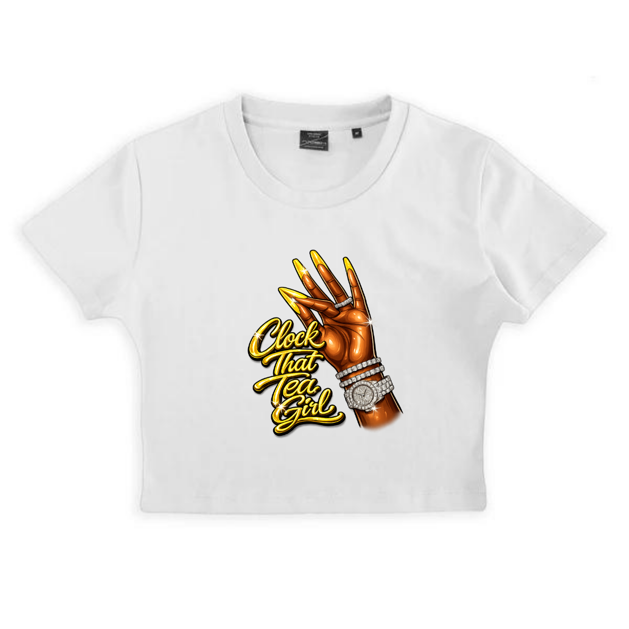 NEW! Women's Urban Wear [Clock That Tea] Crop Top T Shirt