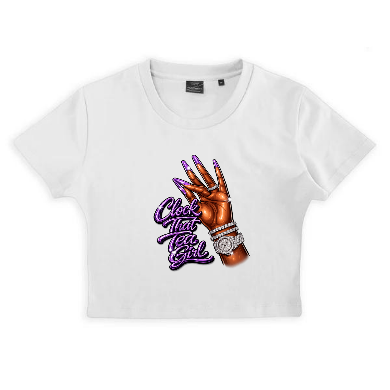 NEW! Women's Urban Wear [Clock That Tea] Crop Top T Shirt