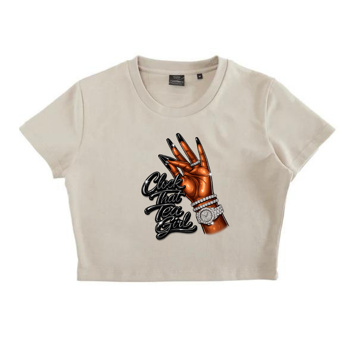 NEW! Women's Urban Wear [Clock That Tea] Crop Top T Shirt