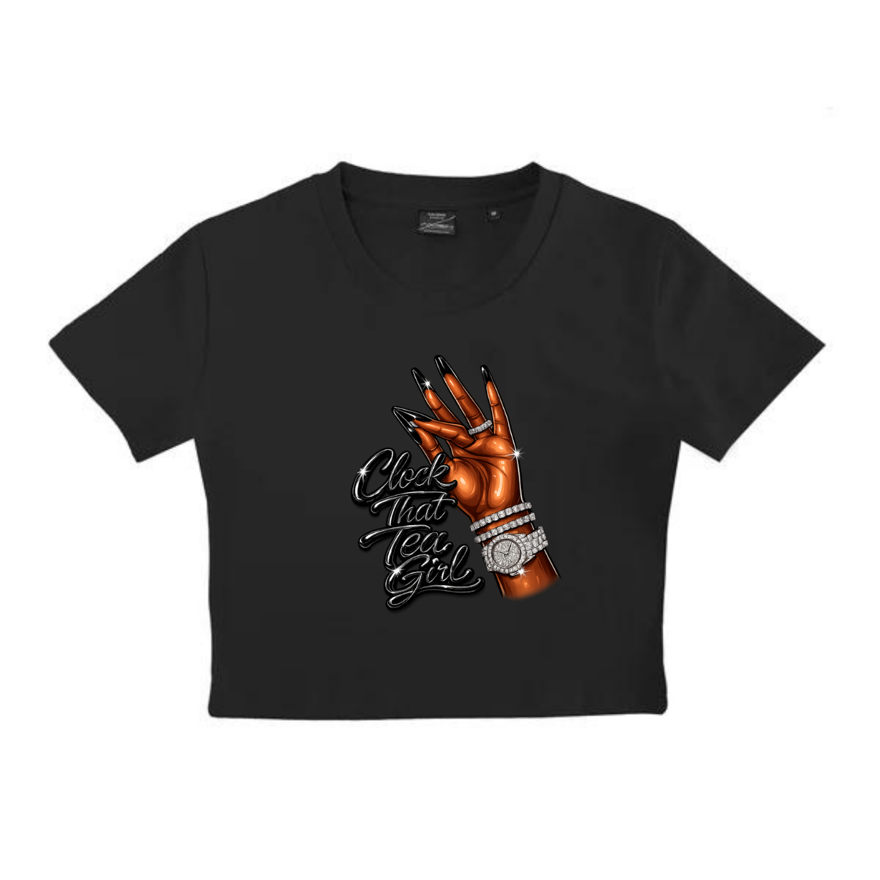 NEW! Women's Urban Wear [Clock That Tea] Crop Top T Shirt