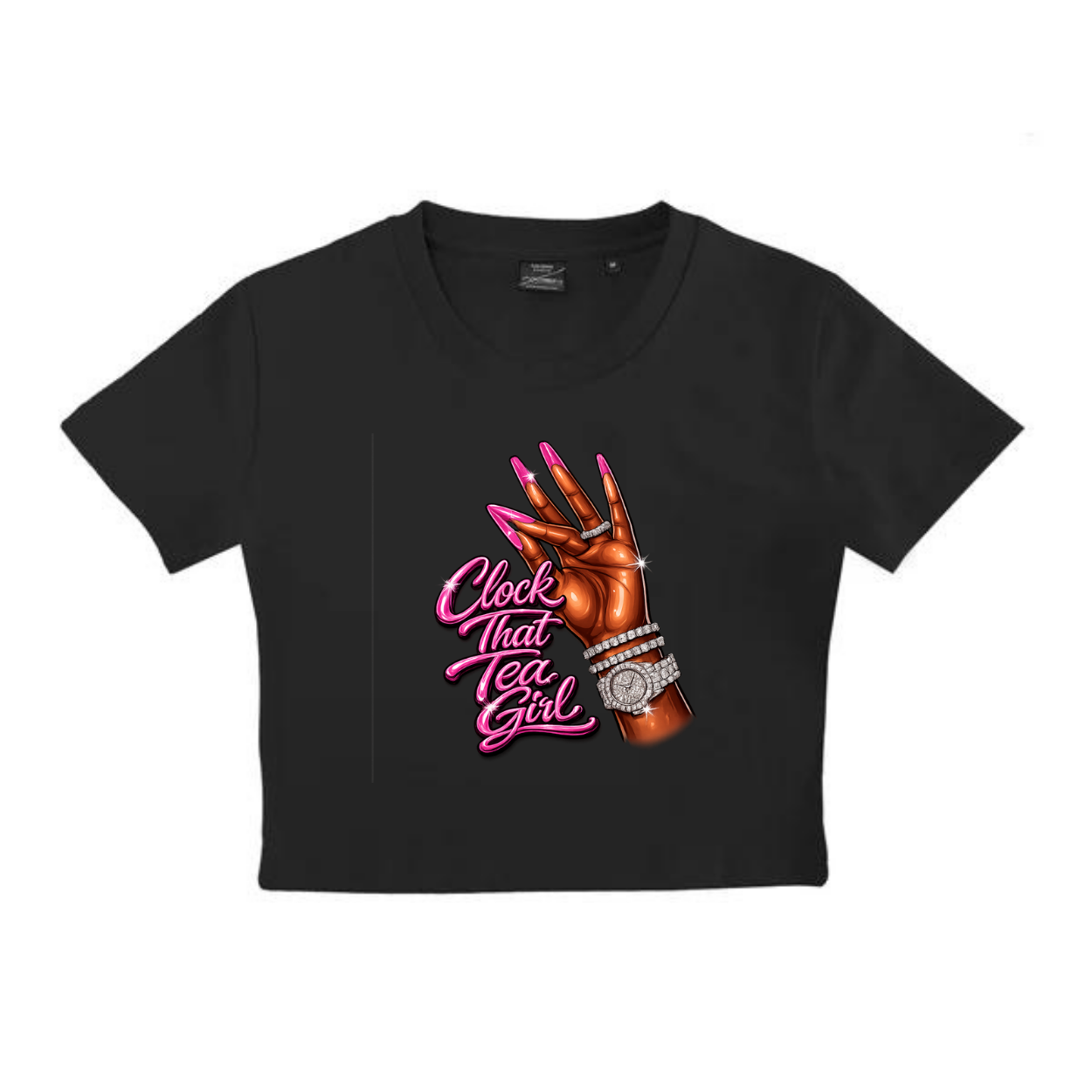 NEW! Women's Urban Wear [Clock That Tea] Crop Top T Shirt