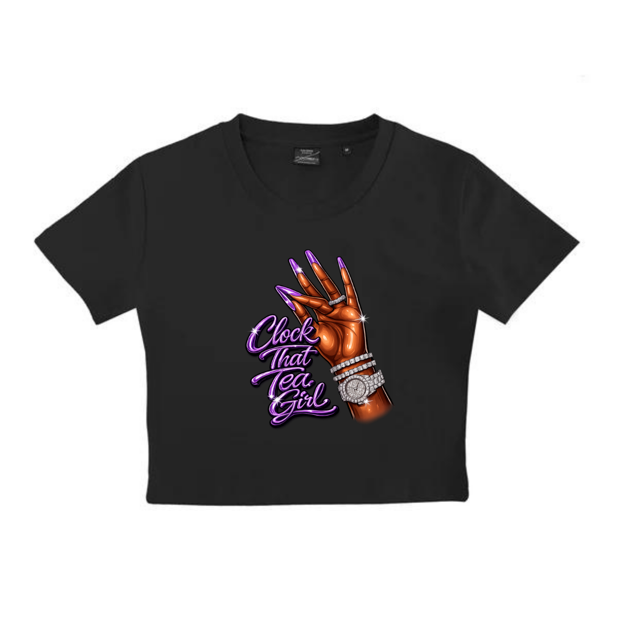 NEW! Women's Urban Wear [Clock That Tea] Crop Top T Shirt