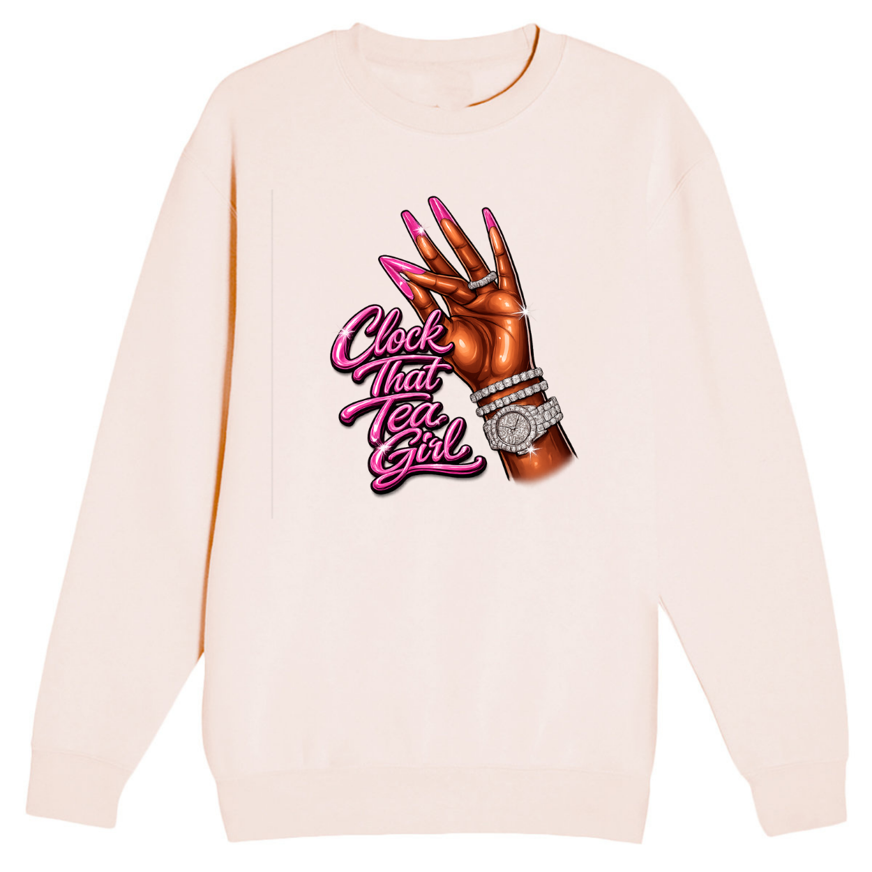 NEW! Women's Urban Wear [Clock That Tea] Crew Neck Sweater