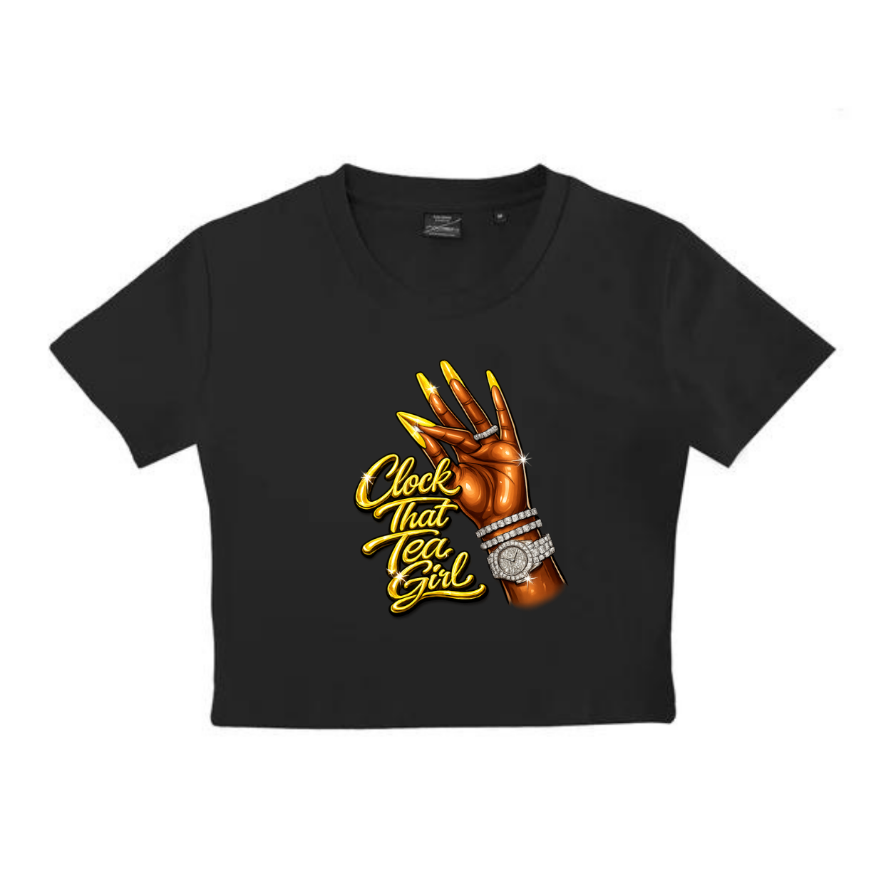 NEW! Women's Urban Wear [Clock That Tea] Crop Top T Shirt