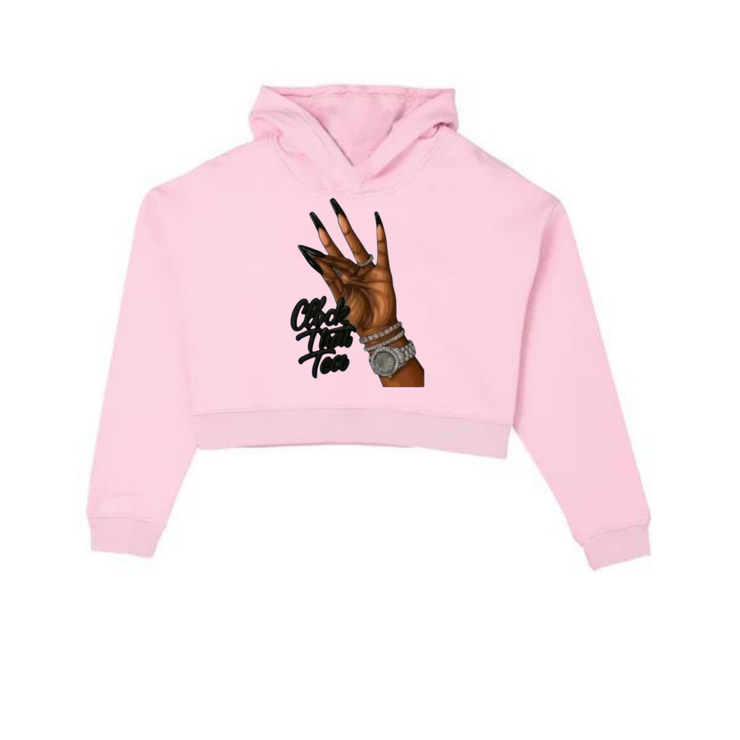NEW! Women's Urban Wear [Clock That Tea] Crop Top Hoodie