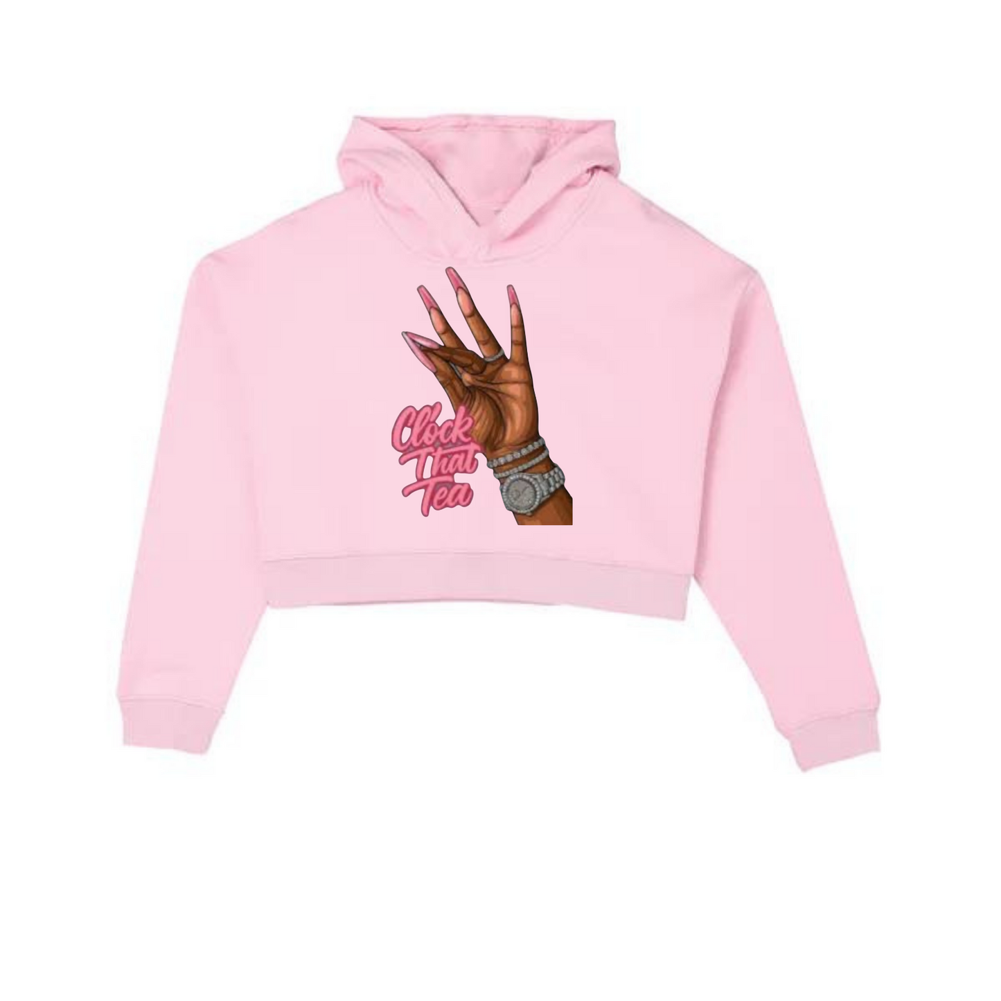 NEW! Women's Urban Wear [Clock That Tea] Crop Top Hoodie