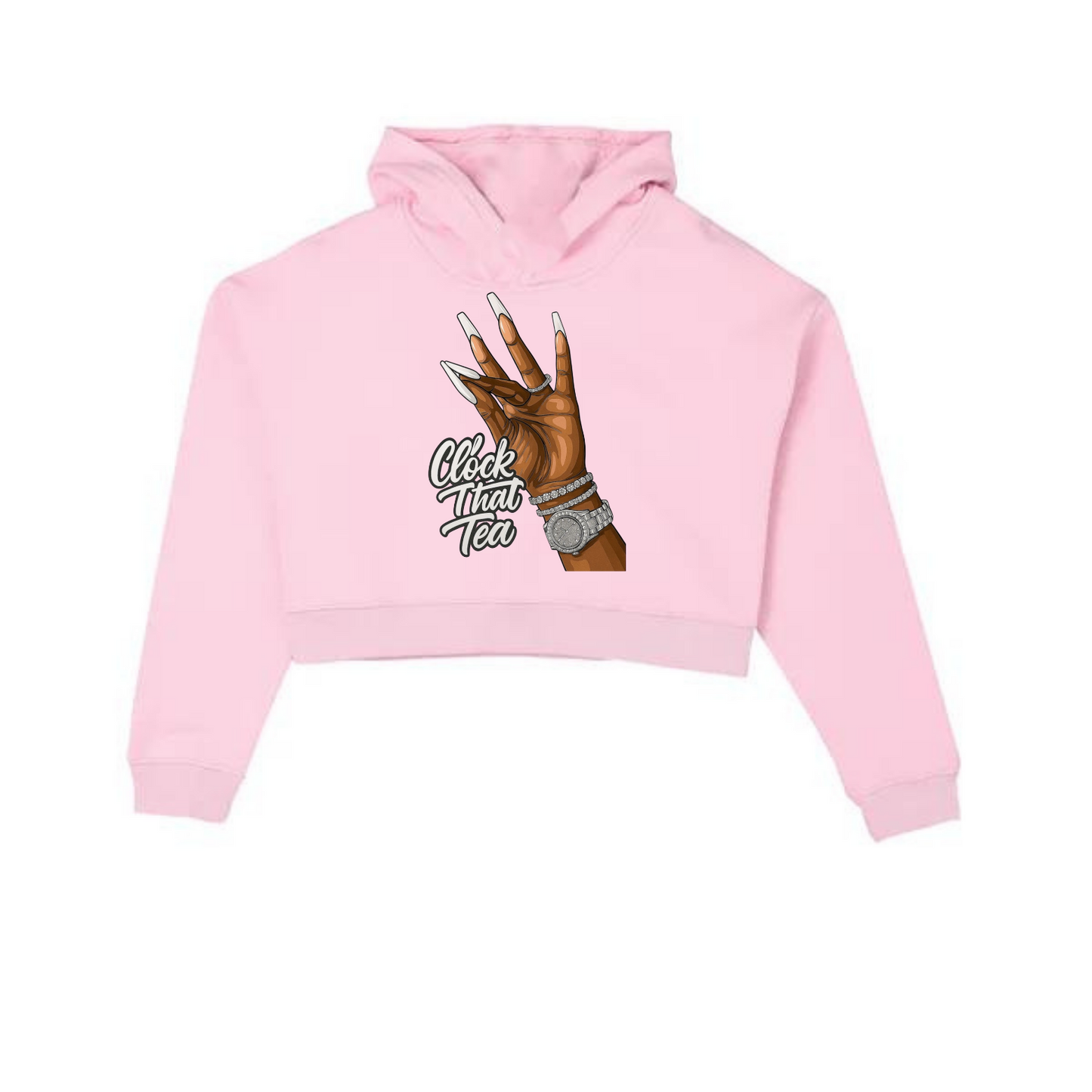NEW! Women's Urban Wear [Clock That Tea] Crop Top Hoodie