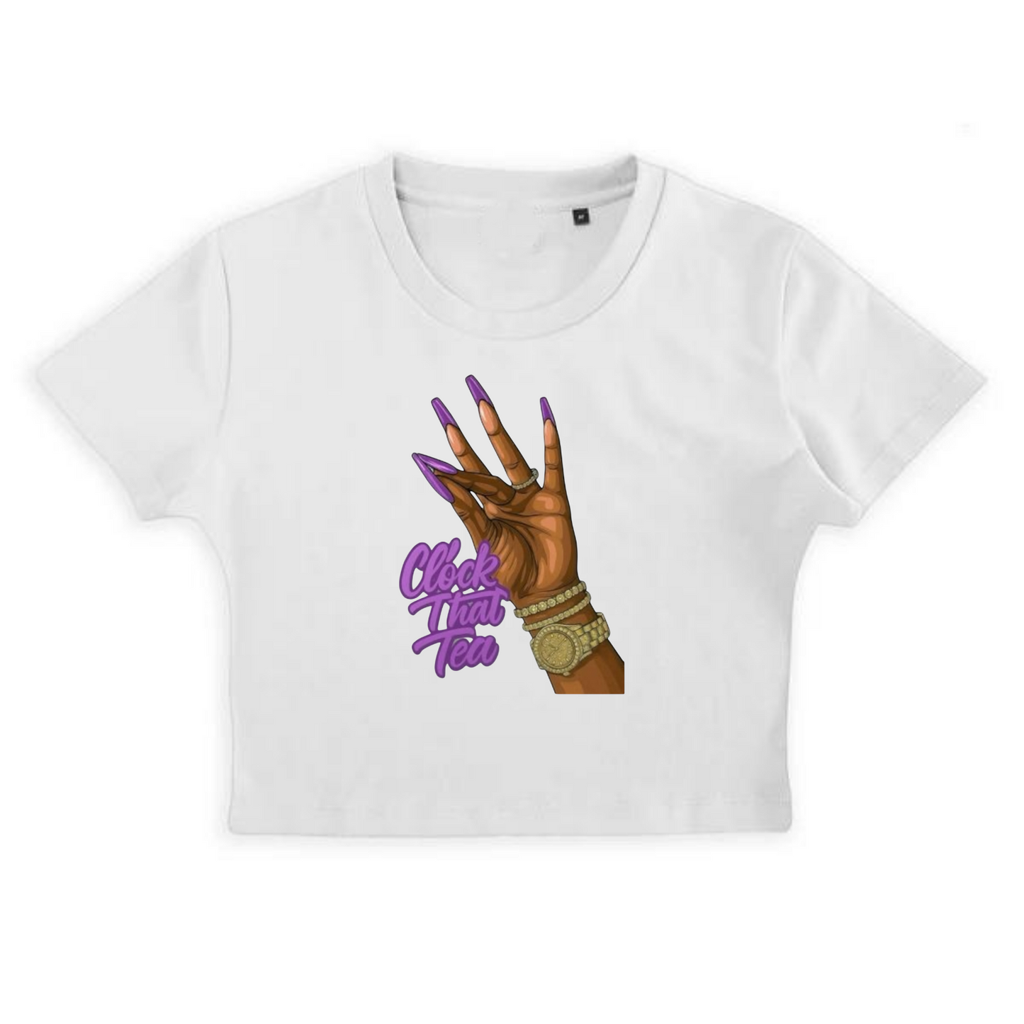 NEW! Women's Urban Wear [Clock That Tea] Crop Top T Shirt