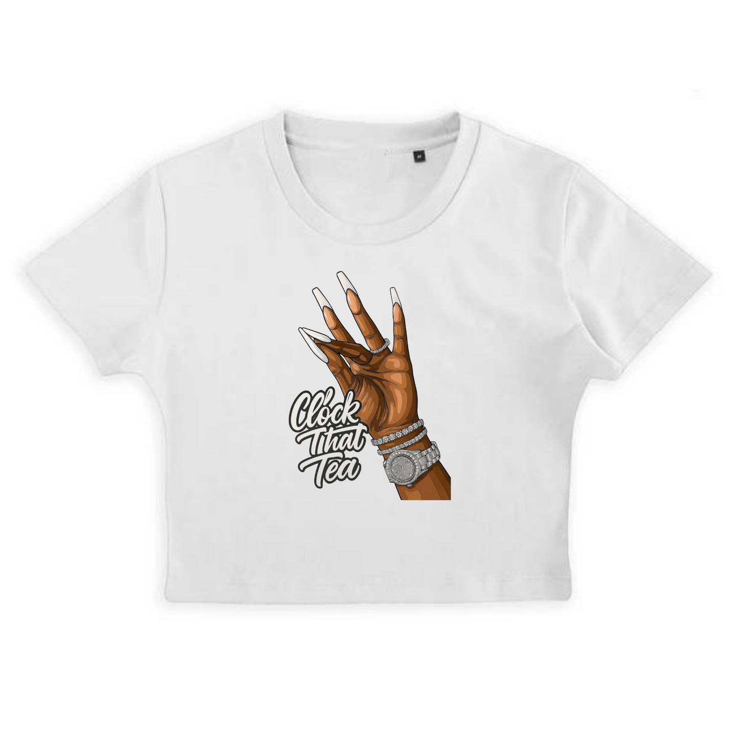 NEW! Women's Urban Wear [Clock That Tea] Crop Top T Shirt