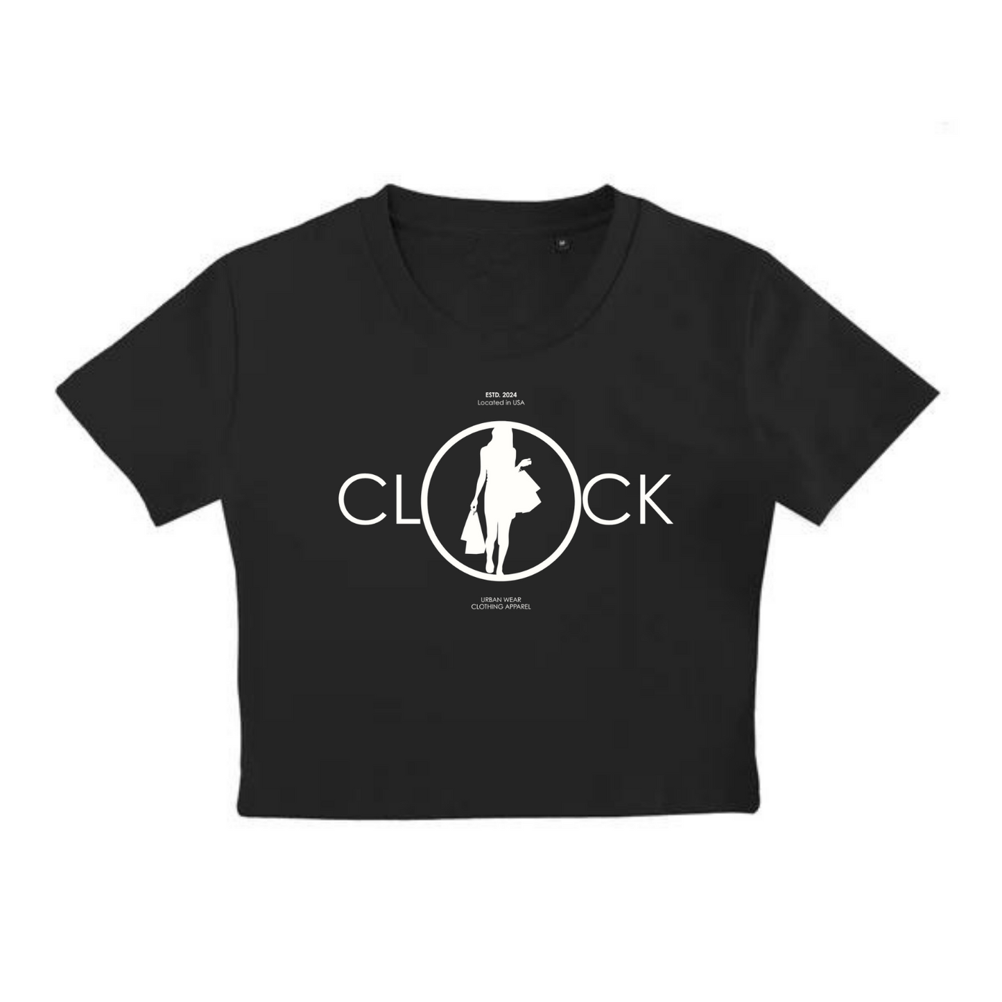 NEW! Women's Urban Wear [Clock It] Crop Top T Shirt