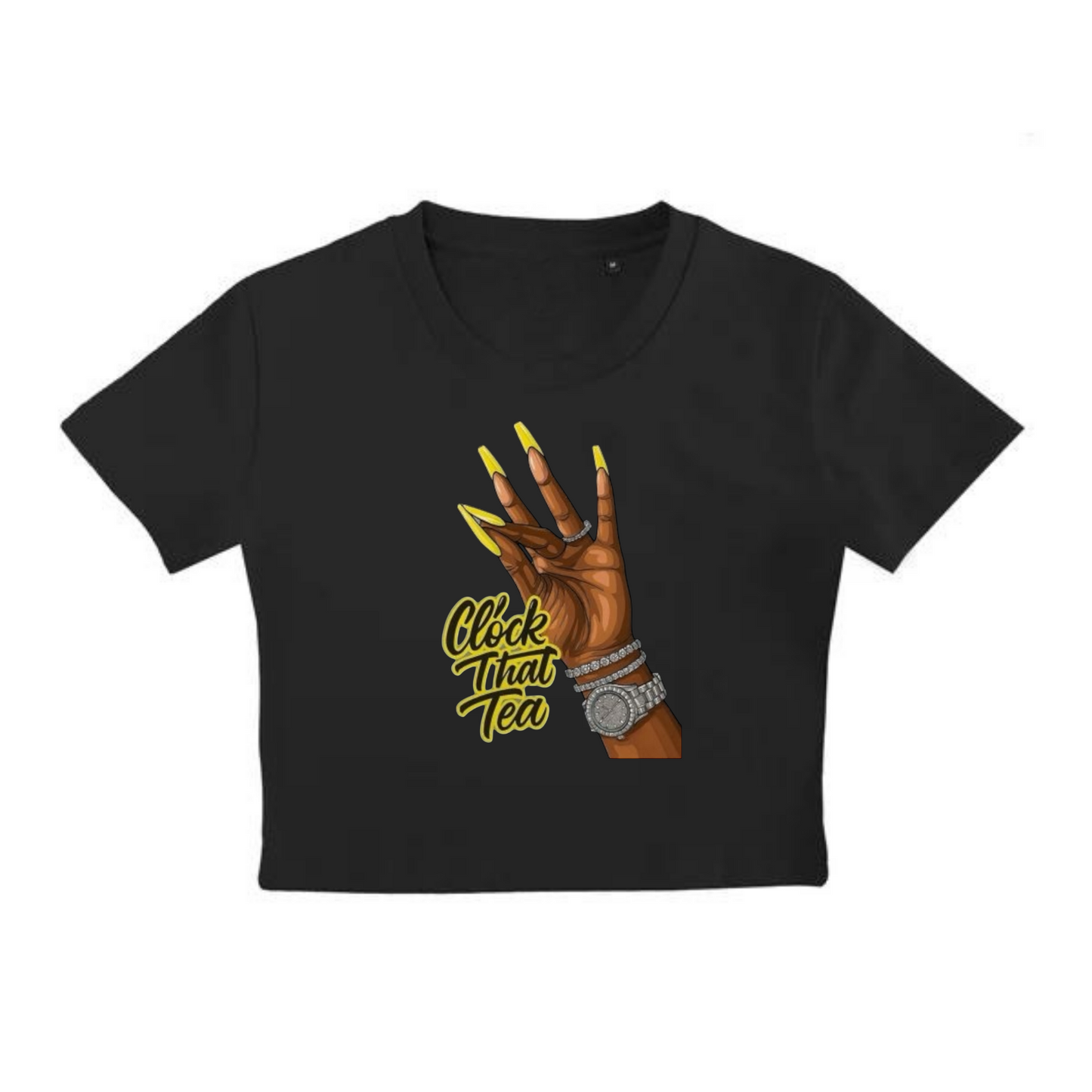 NEW! Women's Urban Wear [Clock That Tea] Crop Top T Shirt