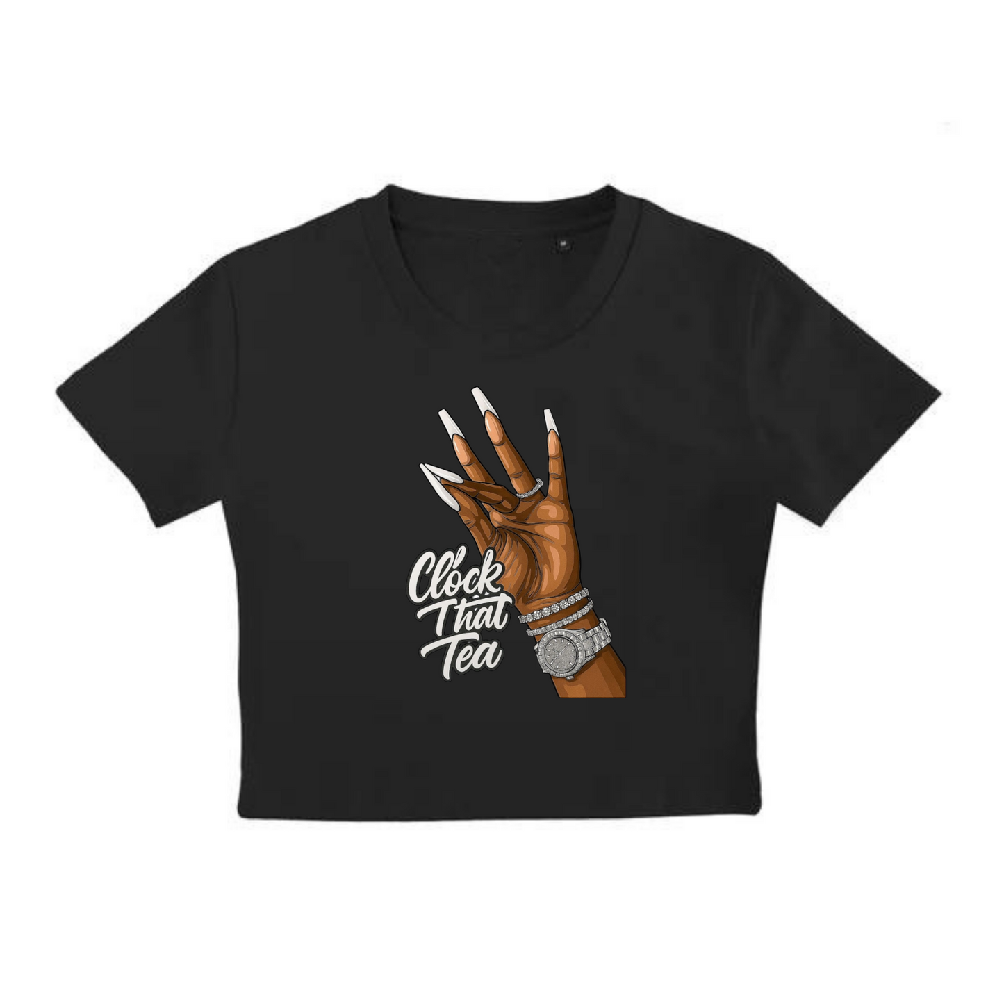 NEW! Women's Urban Wear [Clock That Tea] Crop Top T Shirt