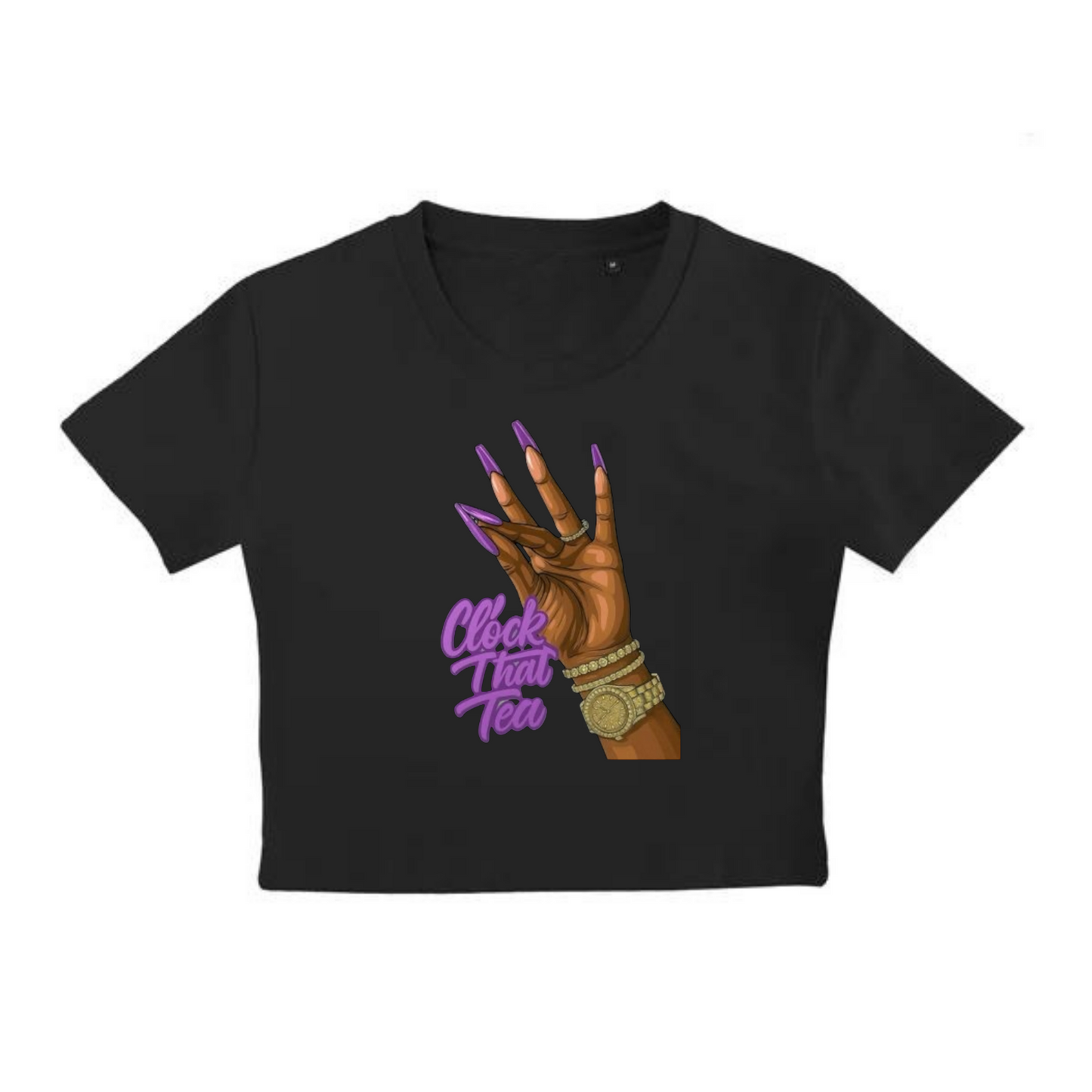 NEW! Women's Urban Wear [Clock That Tea] Crop Top T Shirt
