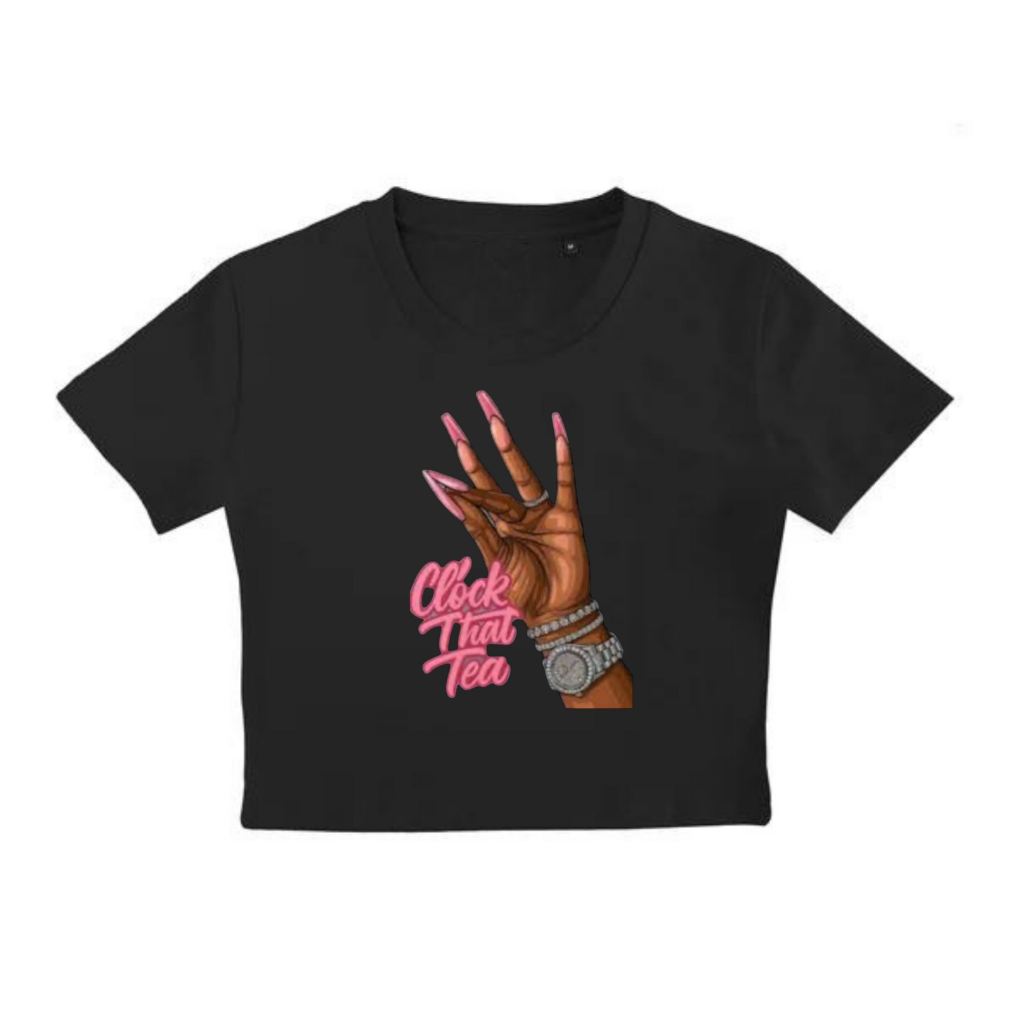 NEW! Women's Urban Wear [Clock That Tea] Crop Top T Shirt