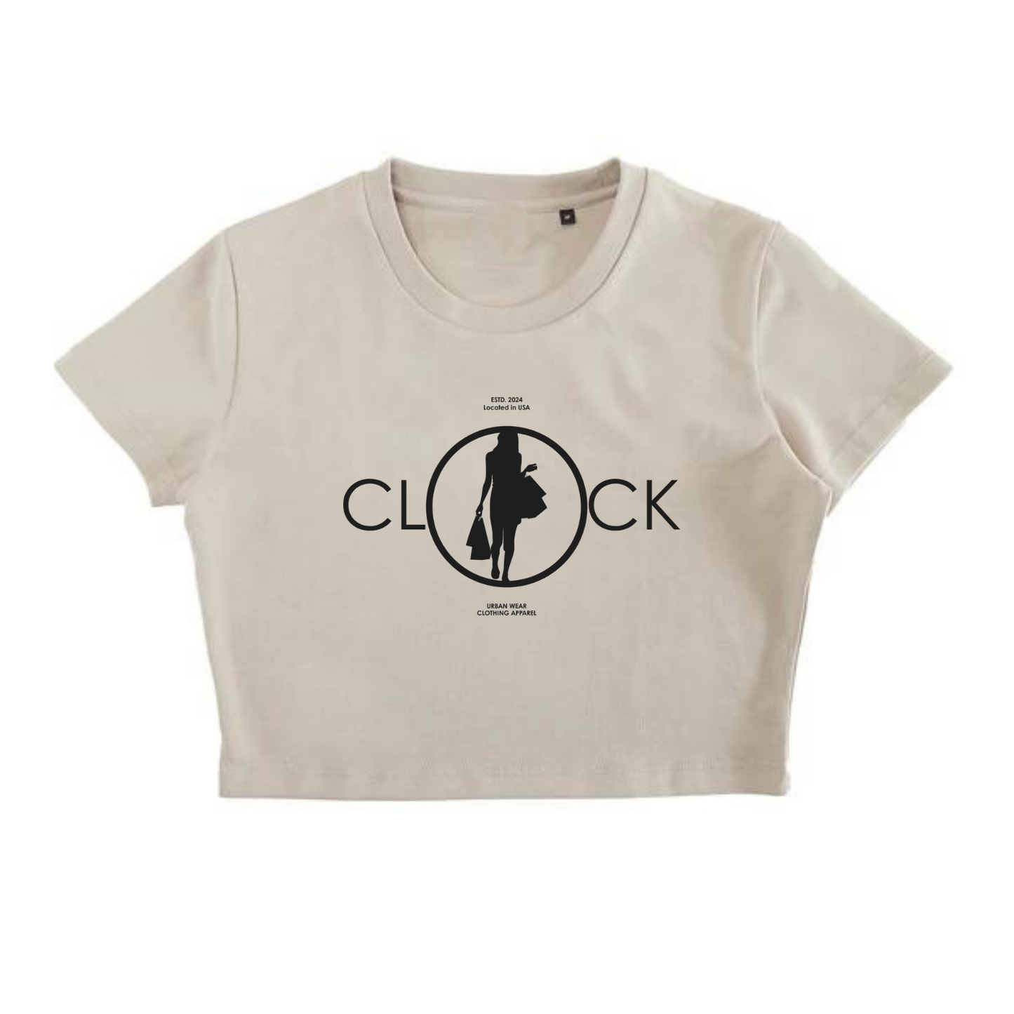 NEW! Women's Urban Wear [Clock It] Crop Top T Shirt
