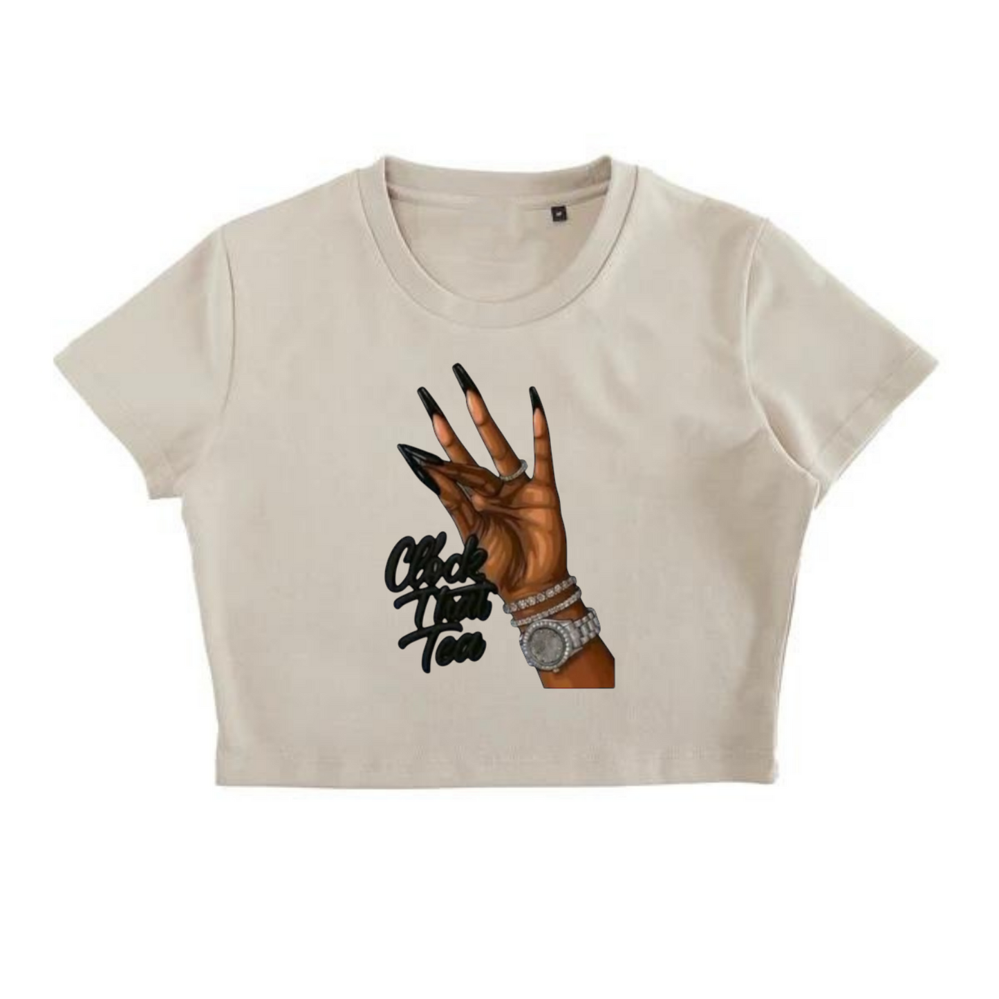 NEW! Women's Urban Wear [Clock That Tea] Crop Top T Shirt
