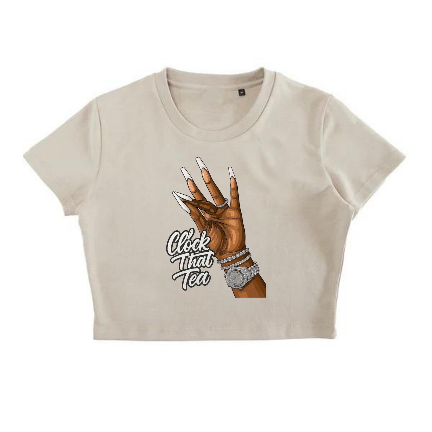 NEW! Women's Urban Wear [Clock That Tea] Crop Top T Shirt