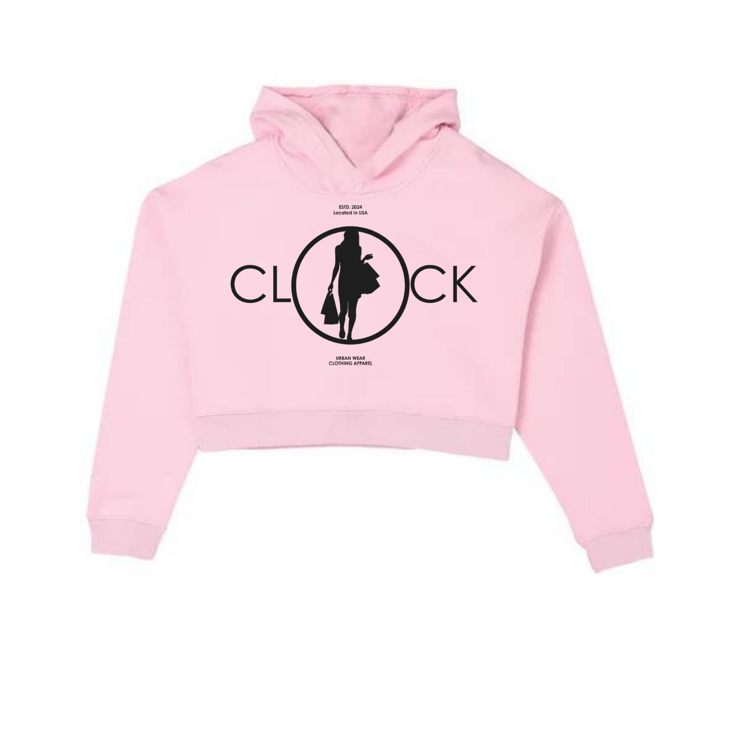 NEW! Women's Urban Wear [Clock It] Crop Top Hoodie