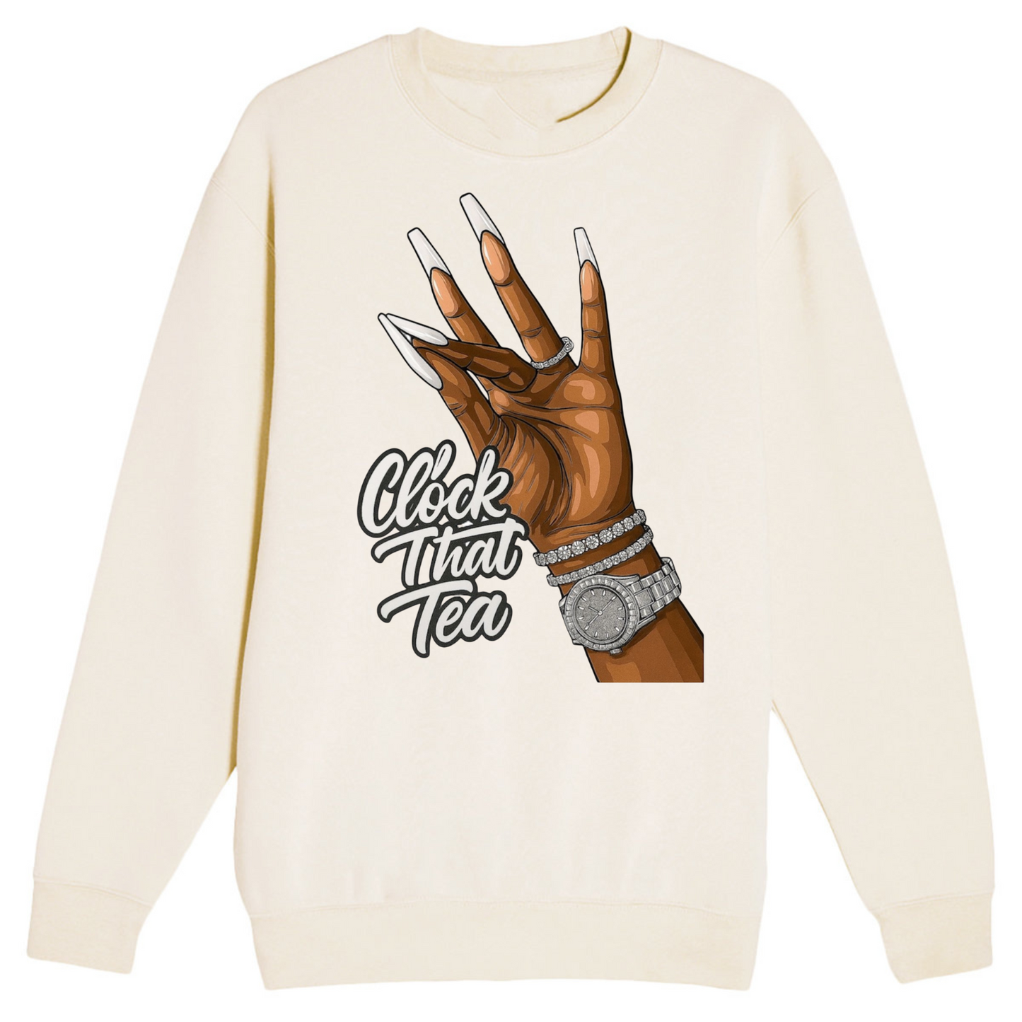 NEW! Women's Urban Wear [Clock That Tea] Crew Neck Sweater