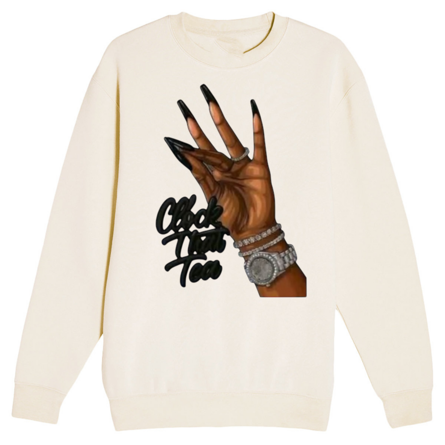 NEW! Women's Urban Wear [Clock That Tea] Crew Neck Sweater