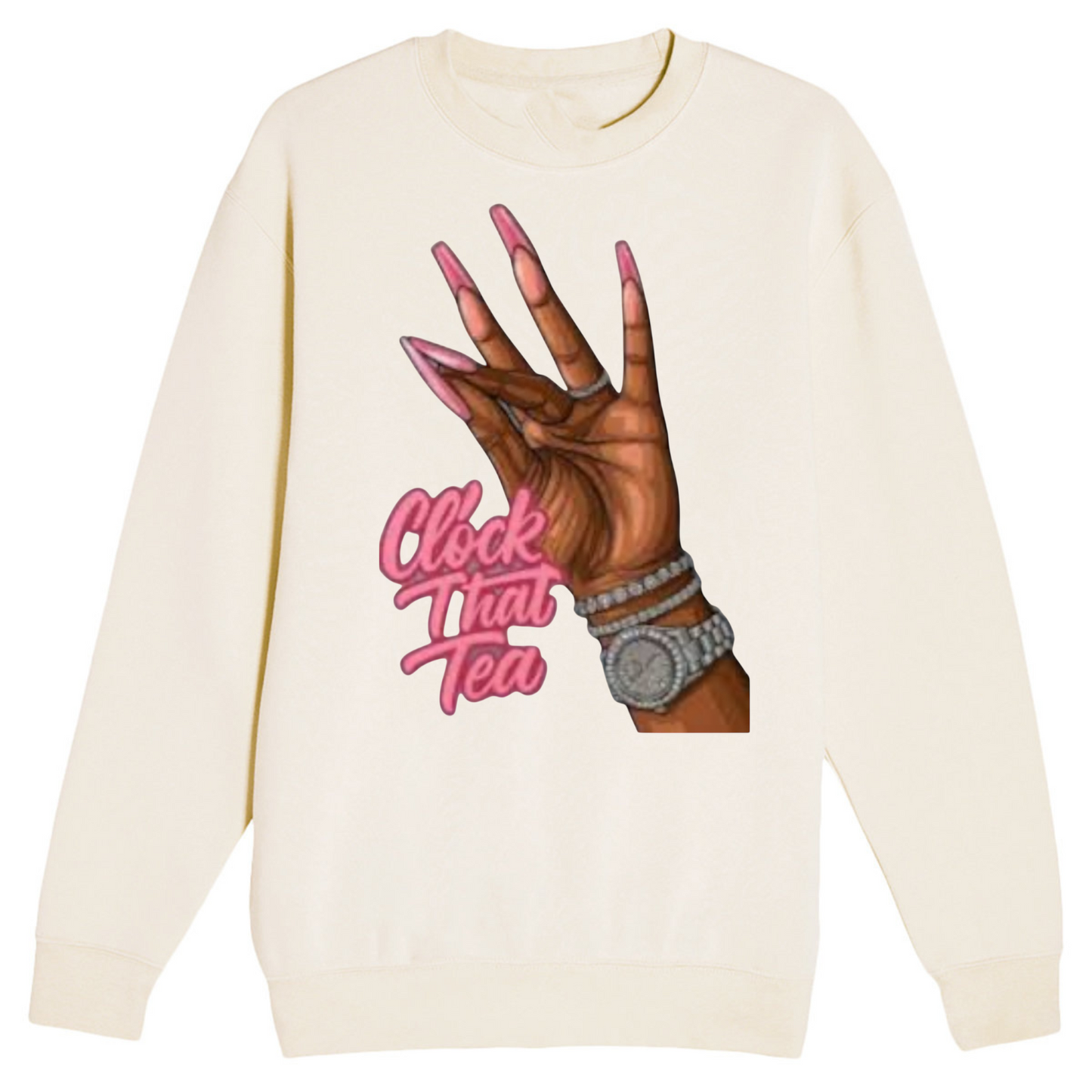 NEW! Women's Urban Wear [Clock That Tea] Crew Neck Sweater