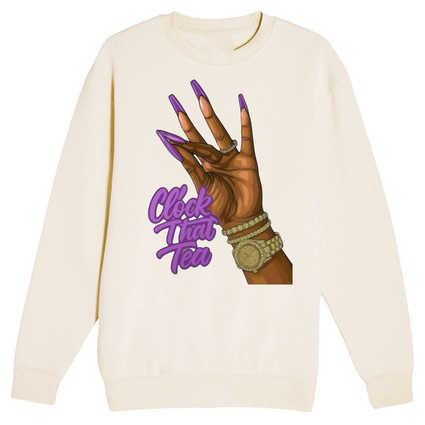 NEW! Women's Urban Wear [Clock That Tea] Crew Neck Sweater